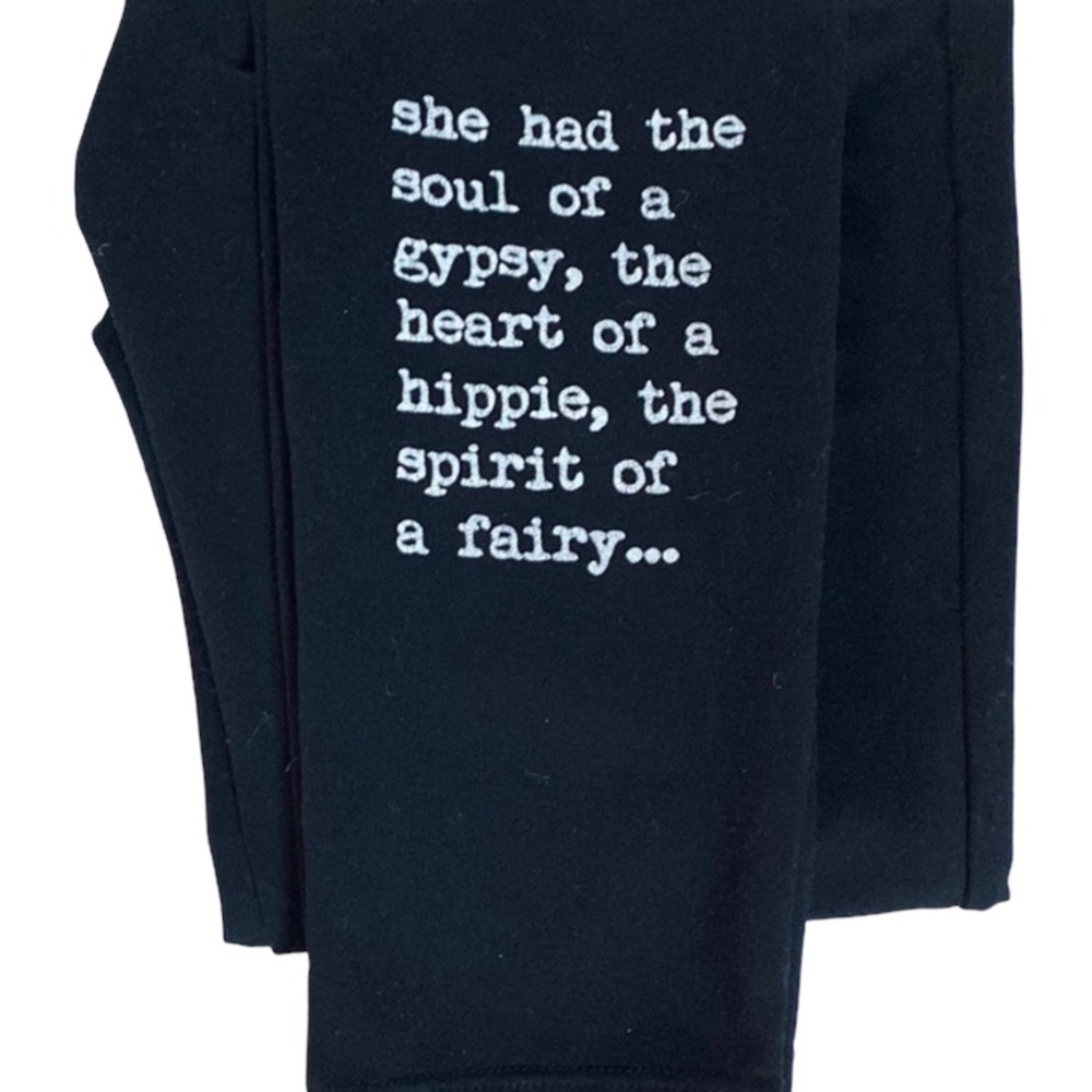 Om & Ah / Black Yoga Leggings / Size Medium / "Heart of a Hippie"